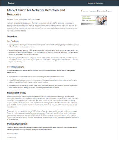 2020 Gartner Market Guide for Network Detection and Response Gigamon